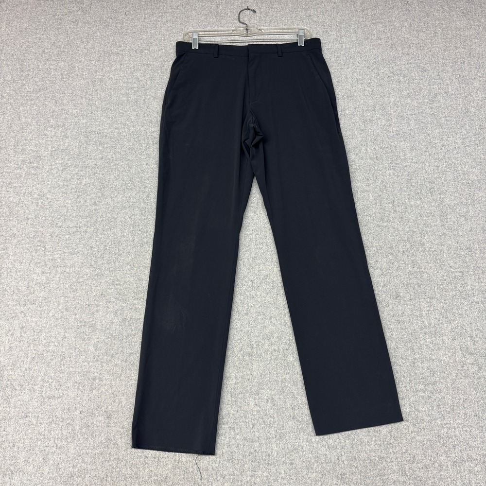 Perry Ellis Slim Fit Stretch Trousers 30x30 Black Nylon Blend Flat Front Pants